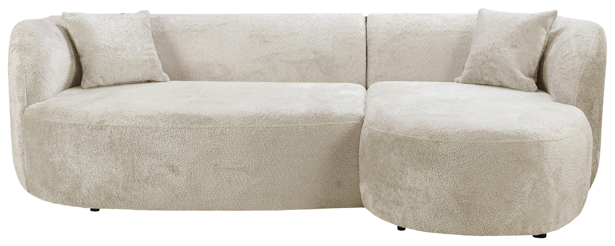 ECKSOFA Weiß Bouclé  - Schwarz/Weiß, Design, Kunststoff/Textil (264/143cm) - MID.YOU