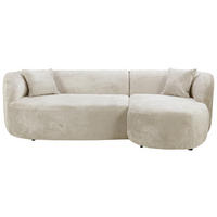 ECKSOFA in Bouclé Weiss  - Weiss/Schwarz, Design, Kunststoff/Textil (264/143cm) - MID.YOU