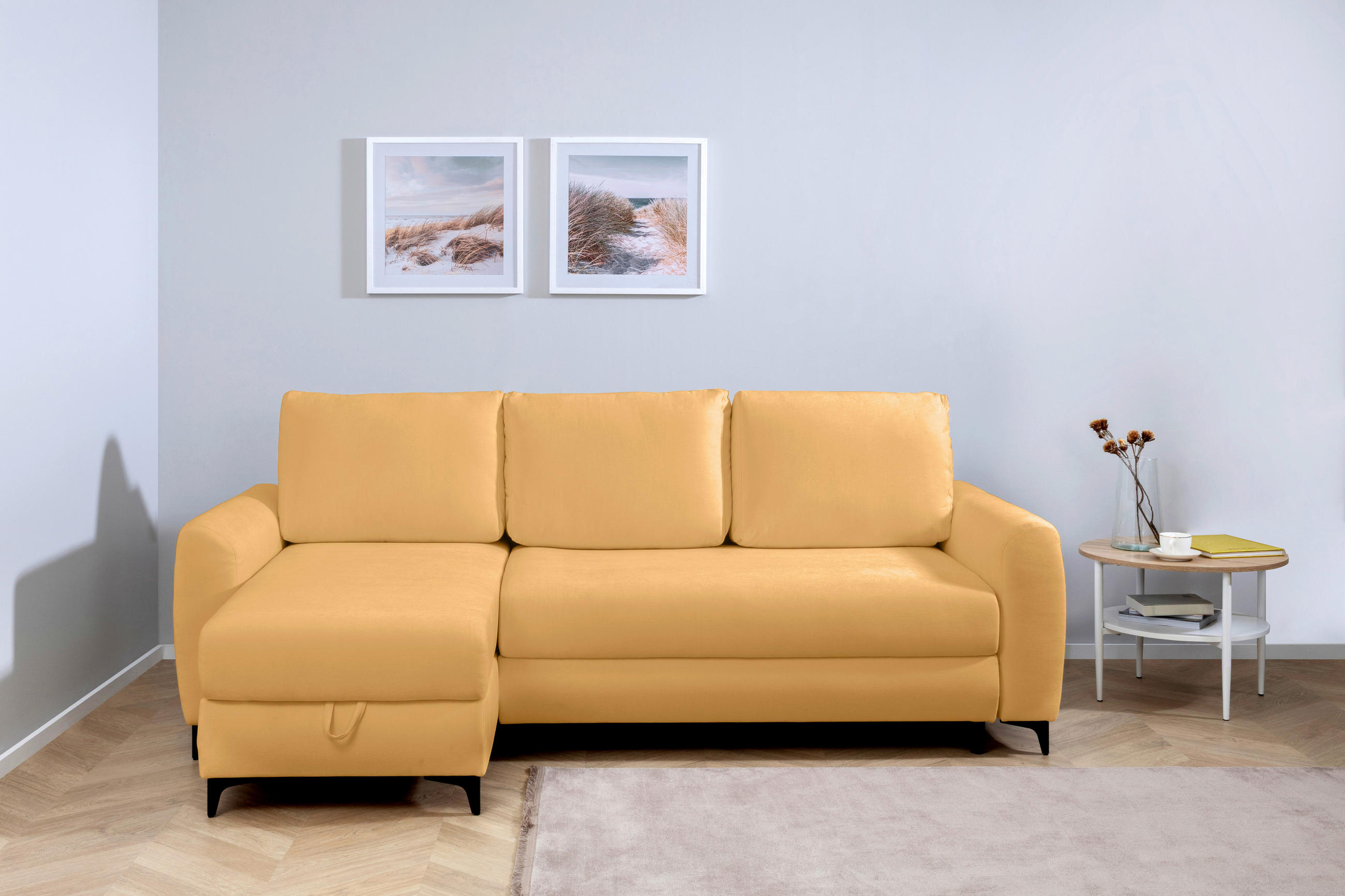 ECKSOFA Moli Gelb Bouclé  - Gelb/Schwarz, Design, Textil/Metall (236/148cm) - MID.YOU