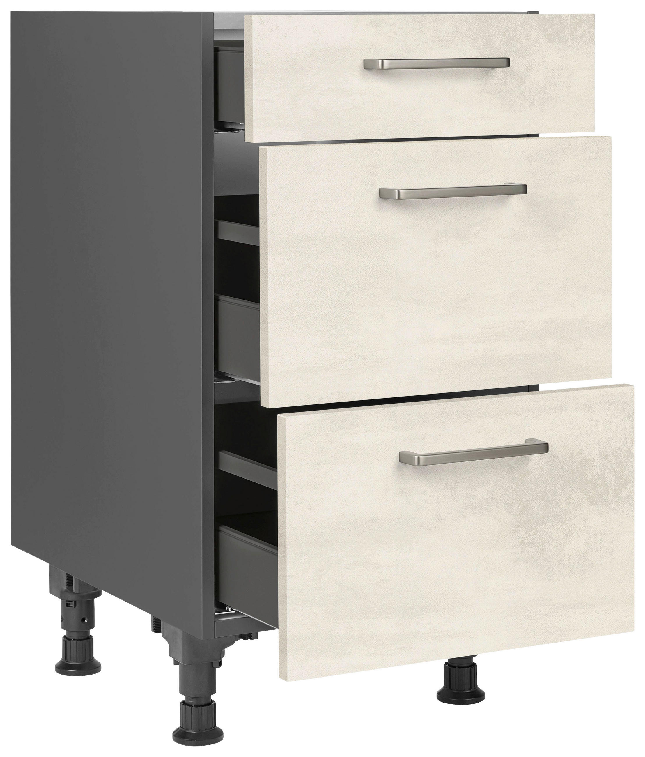 SCHUBKASTENUNTERSCHRANK 45/87/56 cm  in Weiß  - Schieferfarben/Edelstahlfarben, MODERN, Holzwerkstoff/Metall (45/87/56cm) - Nobilia