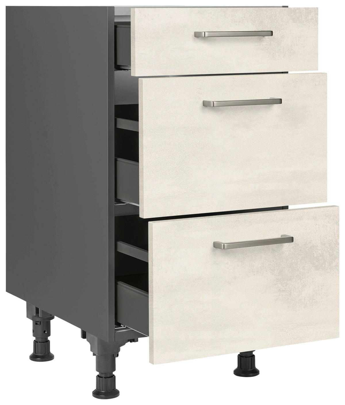 SCHUBKASTENUNTERSCHRANK 45/87/56 cm  in Weiß  - Schieferfarben/Edelstahlfarben, MODERN, Holzwerkstoff/Metall (45/87/56cm) - Nobilia
