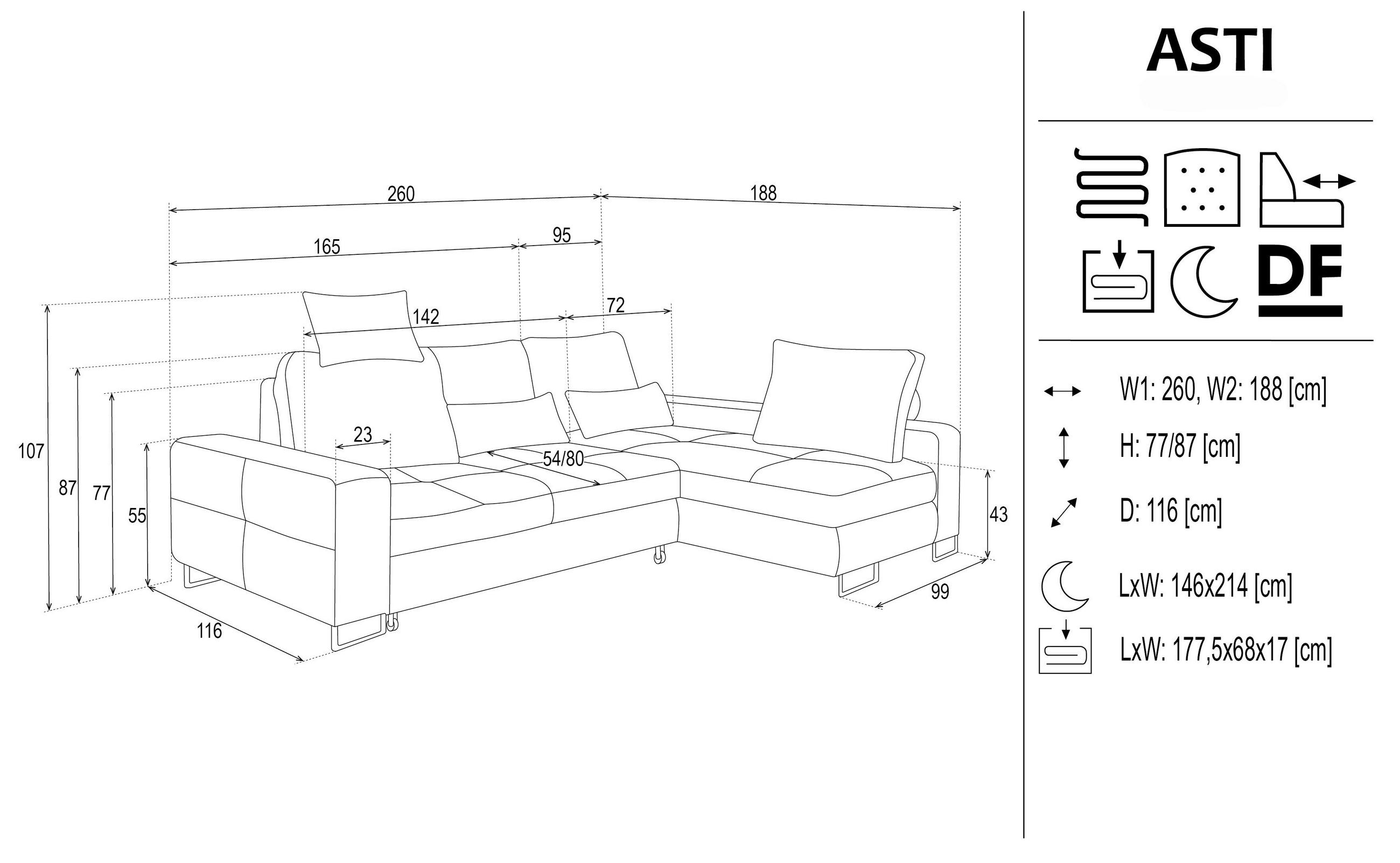 Thumbnail - Hom`in Wohnlandschaft, Orange, Textil, 4-Sitzer, Füllung: Schaumstoff, Ottomane rechts, 260x188 cm, Stoffauswahl, seiten...