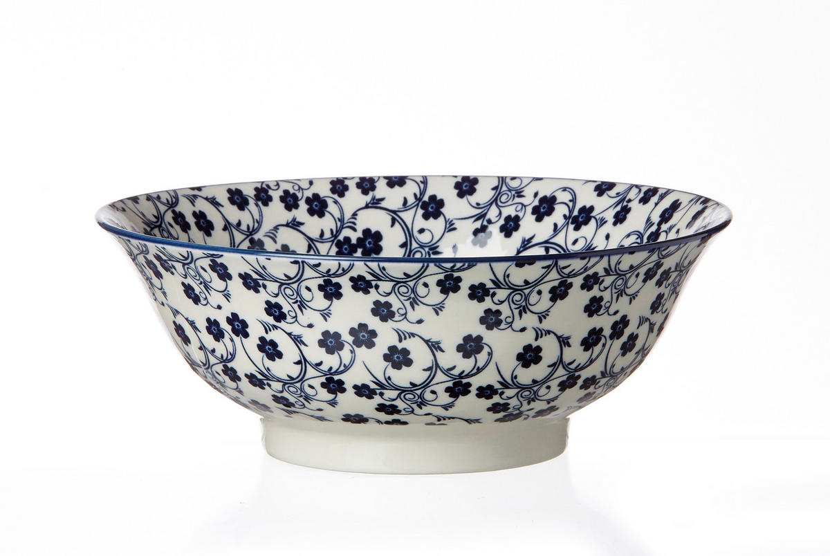 Bol 21 cm  - albastru/alb, Basics, ceramică (21cm)