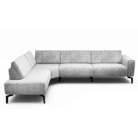 ECKSOFA in Samt Hellgrau  213/296 cm  - Hellgrau/Schwarz, Design, Textil/Metall (213/296cm) - SENSOO
