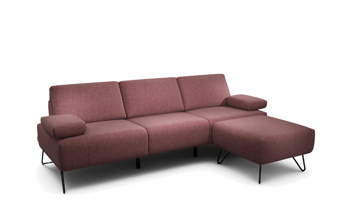 3-SITZER-SOFA in Chenille Rot  - Rot/Schwarz, Design, Textil/Metall (234-264/85/86-94cm) - SENSOO
