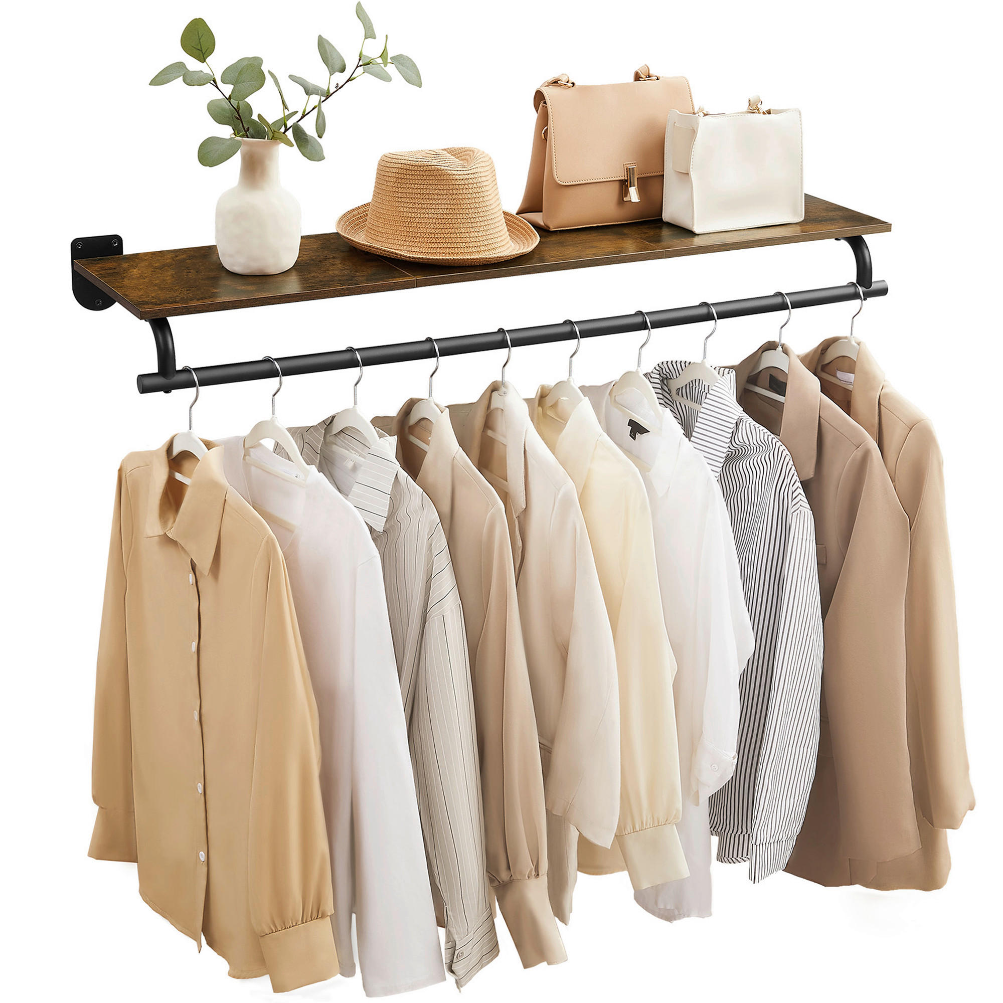 WANDGARDEROBE  in Braun, Schwarz  - Schwarz/Braun, Basics, Holzwerkstoff/Metall (109/13,2/28cm)