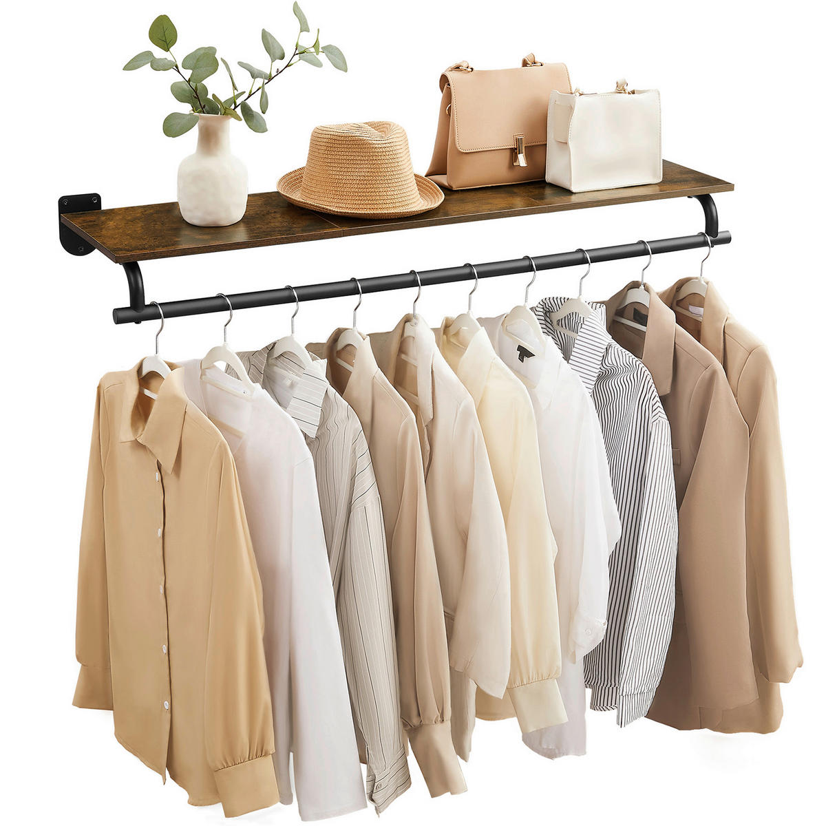 WANDGARDEROBE  in Braun, Schwarz  - Schwarz/Braun, Basics, Holzwerkstoff/Metall (109/13,2/28cm)