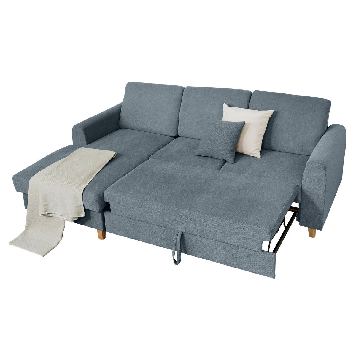 HÖRNSOFFA i flatväv blå  - bokfärgad/blå, Klassisk, trä/textil (166/241cm) - MID.YOU