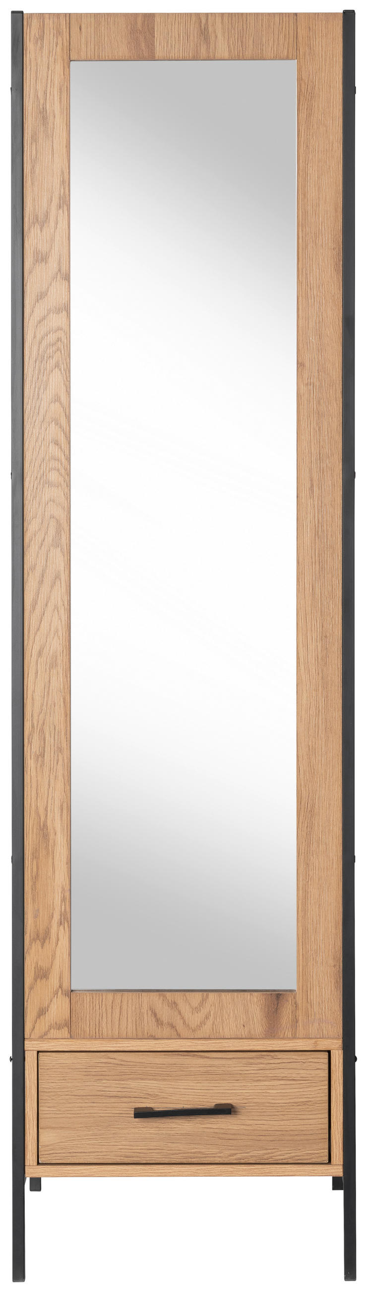 GARDEROBENSCHRANK  in 44,5/165/50 cm  - Schwarz/Naturfarben, Design, Glas/Holzwerkstoff (44,5/165/50cm) - MID.YOU