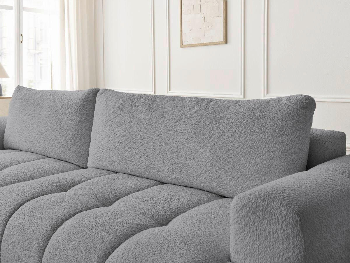 ECKSCHLAFSOFA FUJI Bouclé Dunkelgrau  inkl.  - Dunkelgrau/Schwarz, MODERN, Kunststoff/Textil (160/292cm)