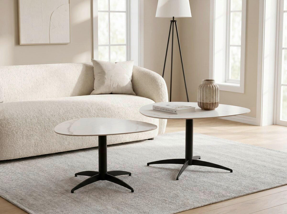COUCHTISCH - Schwarz/Weiß, Design, Stein/Metall (40/40/35cm) - Xora