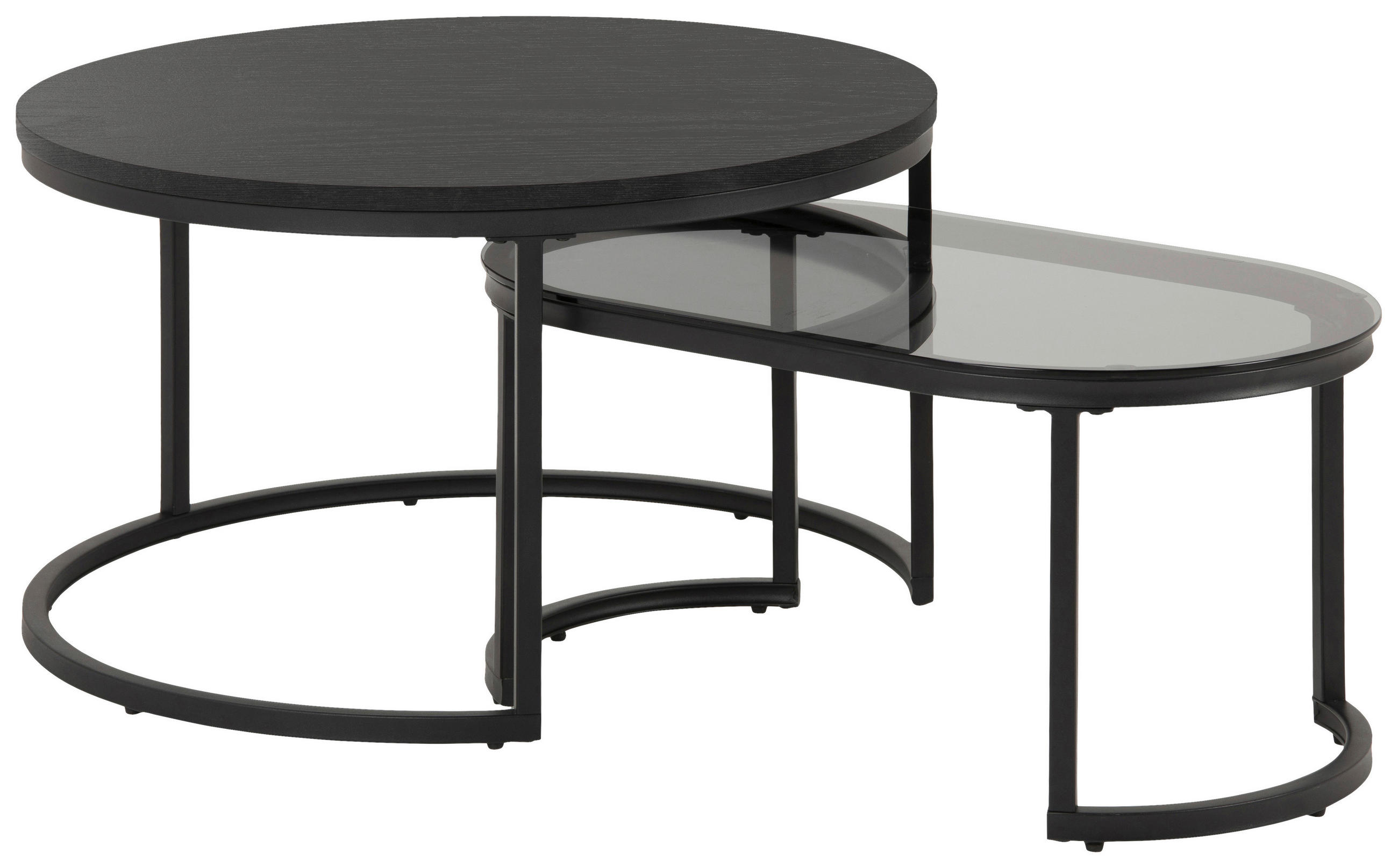COUCHTISCH in Metall, Glas, Holzwerkstoff  - Schwarz, Design, Glas/Holzwerkstoff (70/70/42cm) - MID.YOU