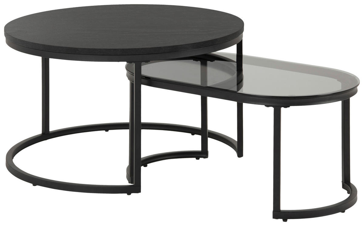 COUCHTISCH in Metall, Glas, Holzwerkstoff  - Schwarz, Design, Glas/Holzwerkstoff (70/70/42cm) - MID.YOU