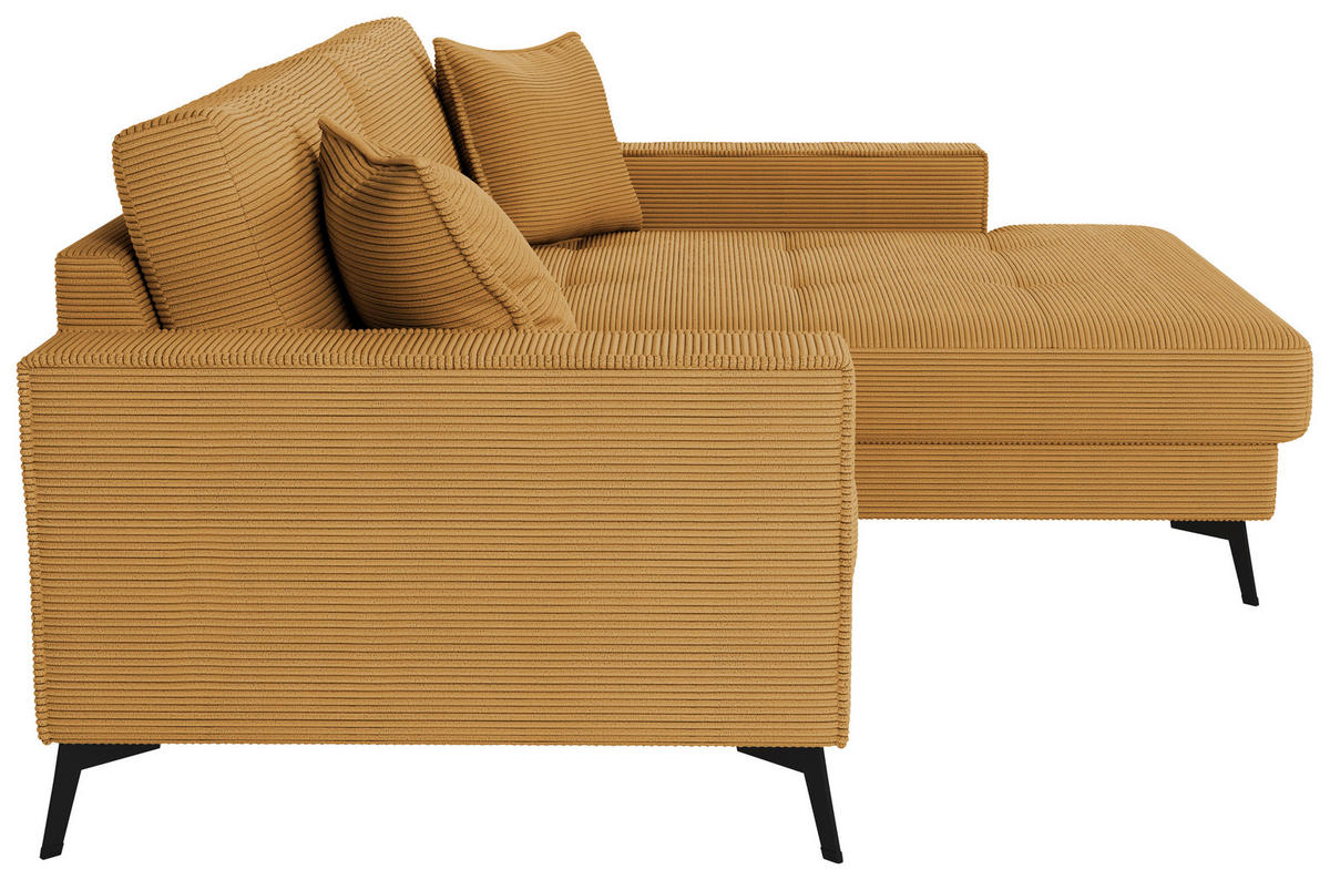 ECKSOFA TED Senfgelb Cord Zierkissen  - Senfgelb/Schwarz, Trend, Textil/Metall (228/174cm) - P & B