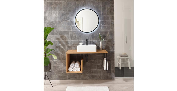 WASCHBECKENUNTERSCHRANK 90/45/47 cm  - Eichefarben/Schwarz, Natur, Holz/Metall (90/45/47cm) - Linea Natura