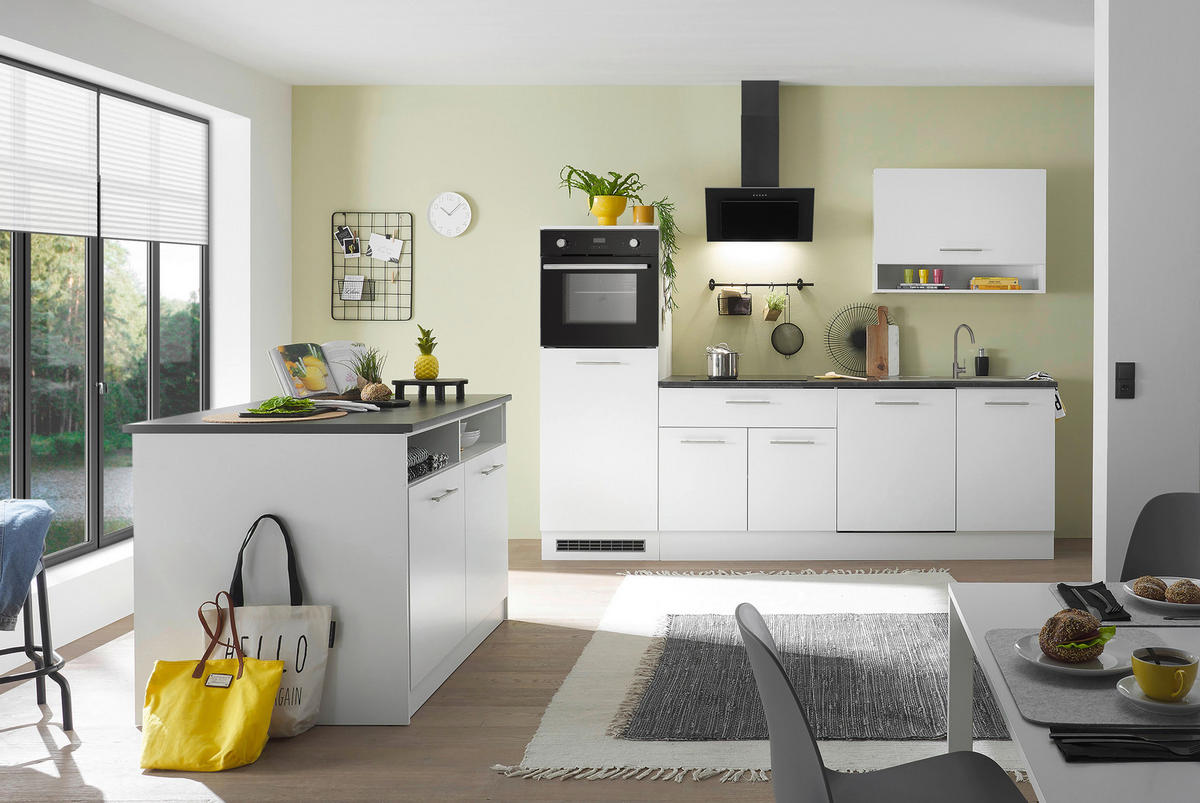 KÜCHENBLOCK 260 cm   in Weiß  - Anthrazit/Silberfarben, Basics, Holzwerkstoff/Metall (260cm) - MID.YOU