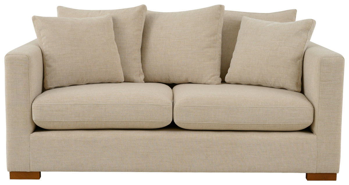 2-SITS SOFFA i flatväv beige  - beige/brun, Klassisk, metall/trä (175/80/113cm) - Carryhome