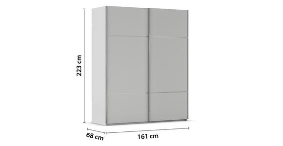 SCHWEBETÜRENSCHRANK 162/223/68 cm 2-türig Grau - Chromfarben/Grau, KONVENTIONELL, Holzwerkstoff/Metall (162/223/68cm) - Novel