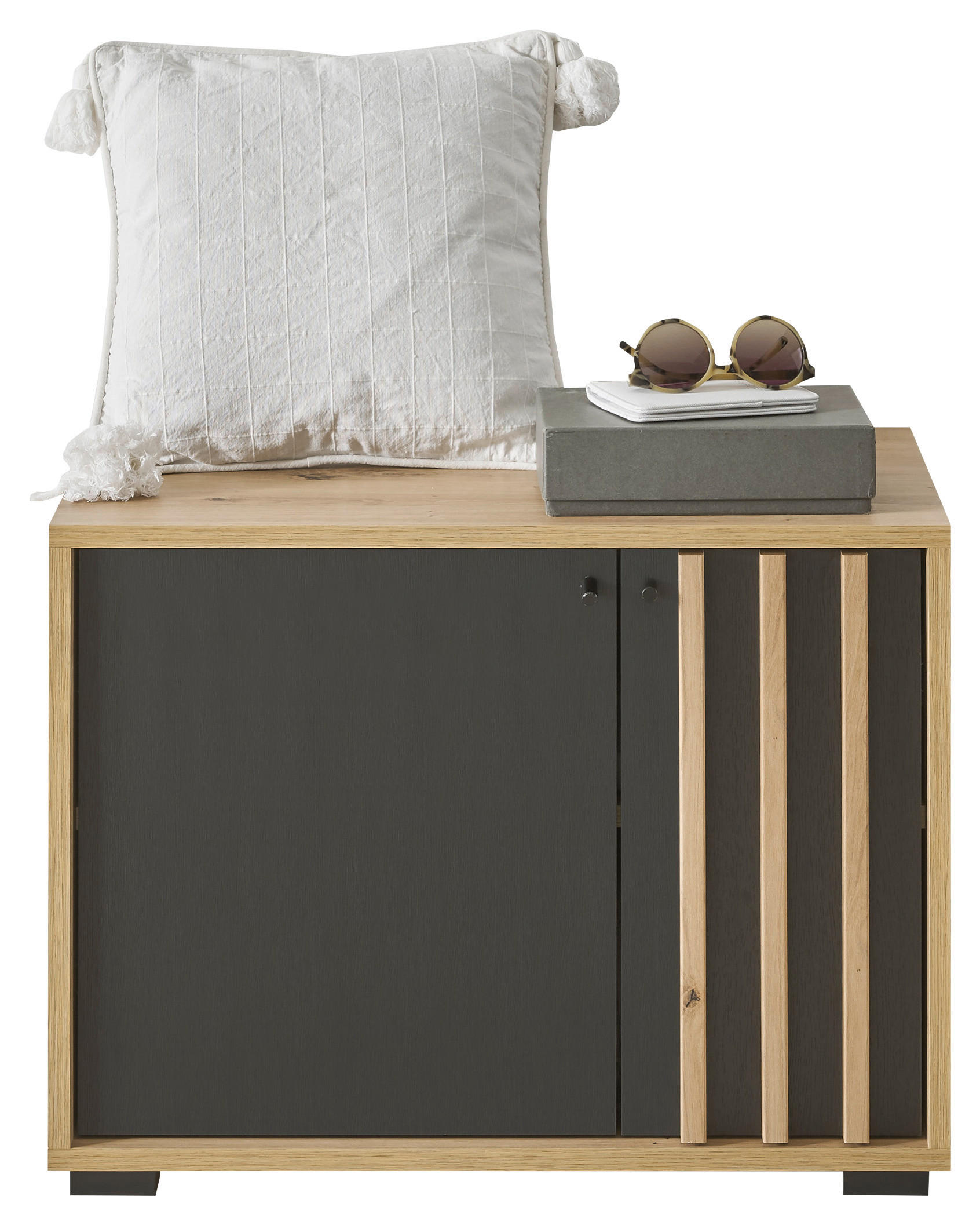 GARDEROBENBANK Volano  in 64,3/47/38 cm  - Schwarz/Eiche Artisan, Design, Holzwerkstoff/Kunststoff (64,3/47/38cm) - Carryhome