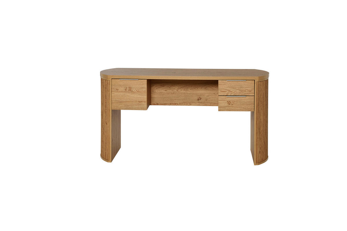 SCHREIBTISCH 148/59/75,2 cm Eichefarben Stauraum  - Eichefarben/Alufarben, MODERN, Holzwerkstoff/Metall (148/59/75,2cm) - MID.YOU