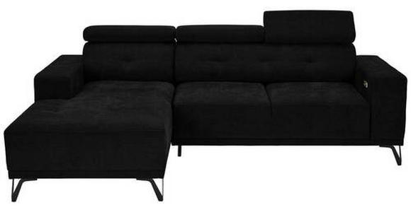 ECKSOFA Schwarz Chenille  - Schwarz, KONVENTIONELL, Textil/Metall (178/264cm) - Hom`in