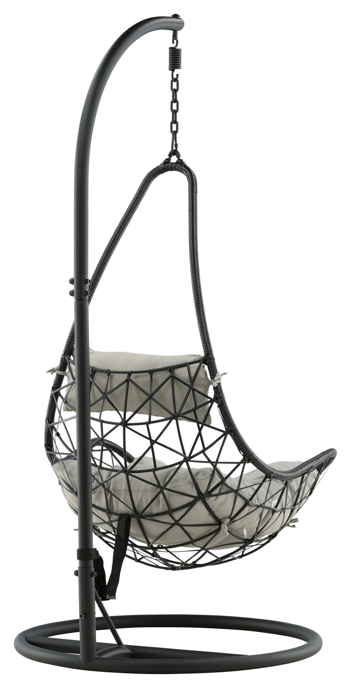 HÄNGESESSEL 95/196/95 cm  - Schwarz/Grau, KONVENTIONELL, Kunststoff/Textil (95/196/95cm) - Gardenson