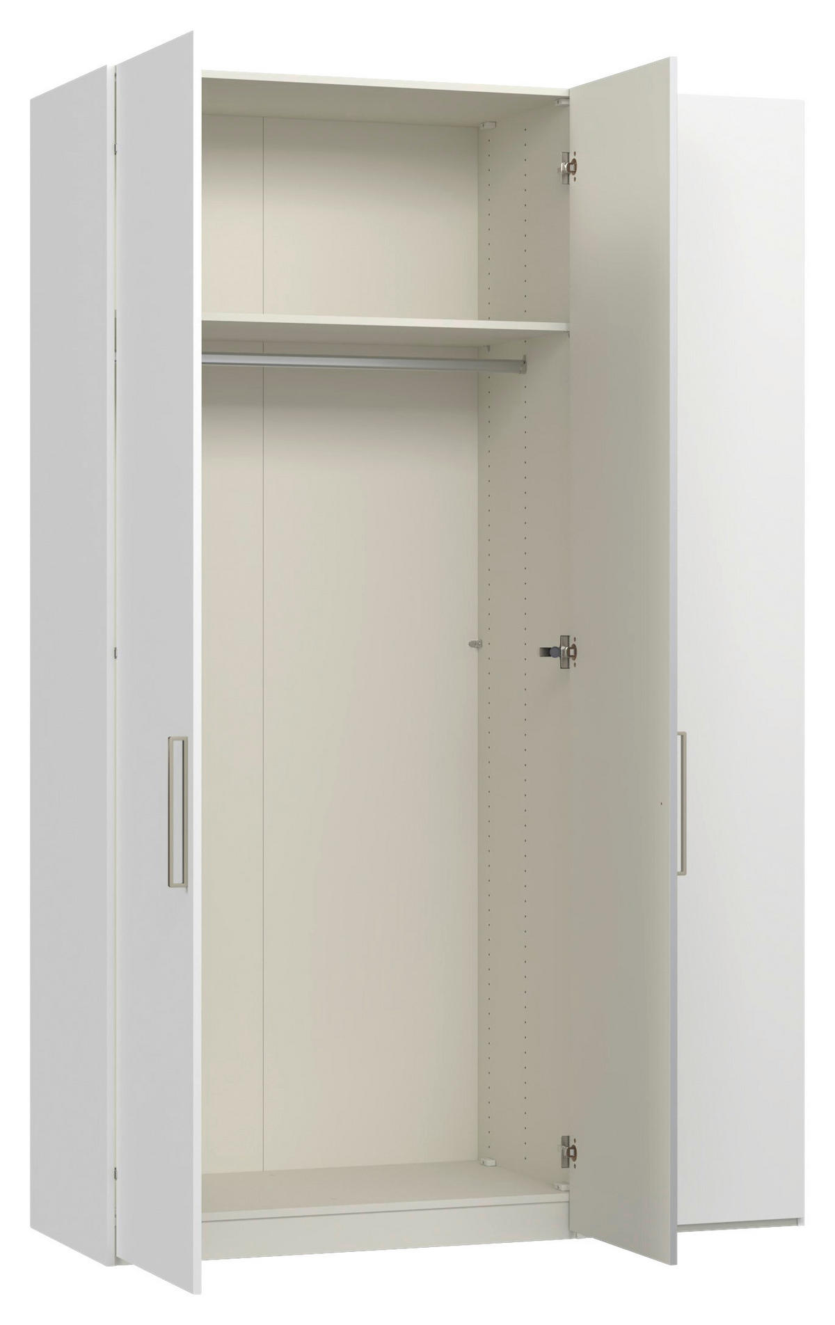 DREHTÜRENSCHRANK 152/236/59 cm,  in Weiß, 3-türig  - Edelstahlfarben/Weiß, Design, Glas/Holzwerkstoff (152/236/59cm) - Jutzler