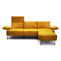 3-SITZER-SOFA in Samt Gelb  - Gelb/Schwarz, Design, Textil/Metall (234-264/85/86-94cm) - SENSOO