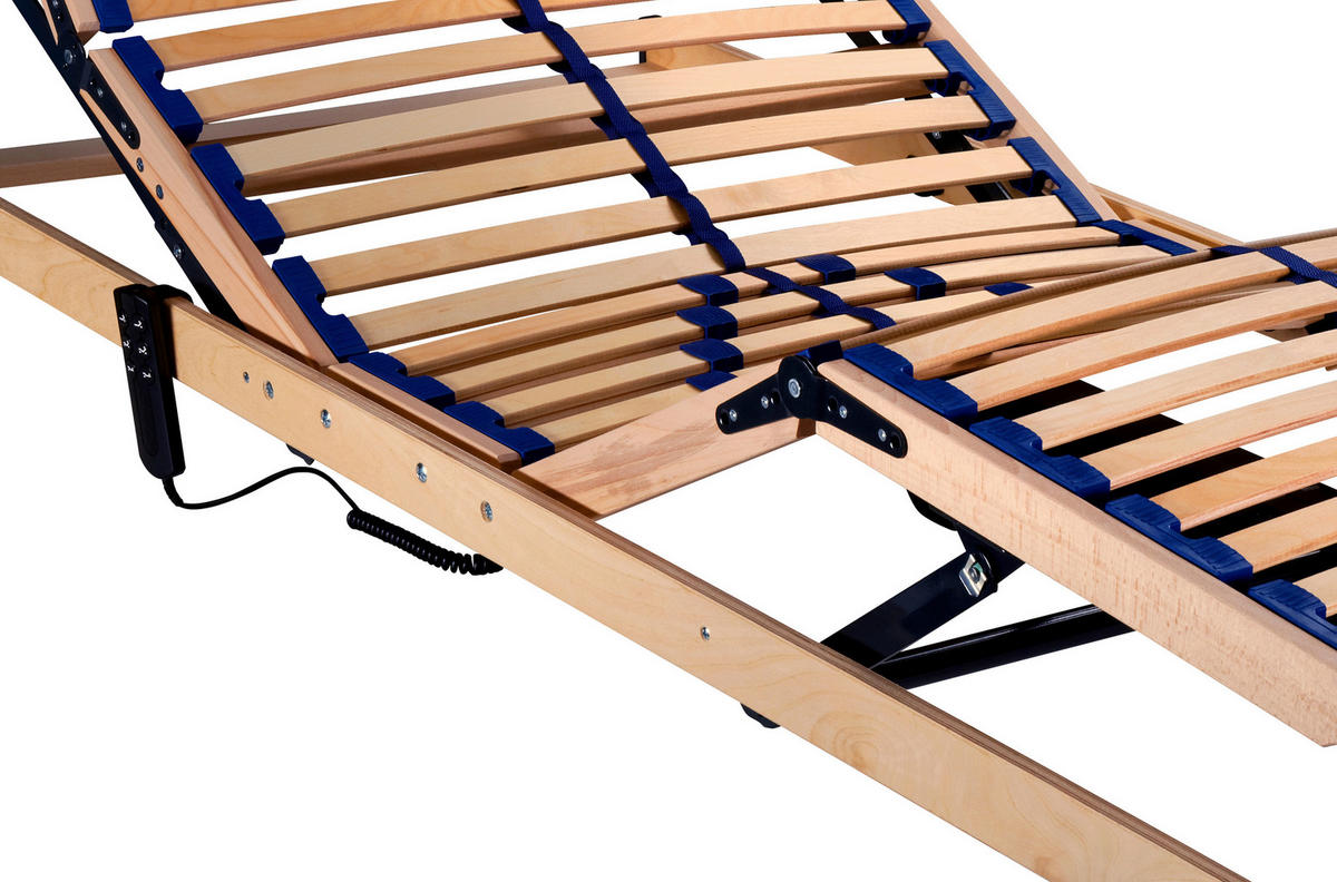 ELEKTRISCHER LATTENROST 90/200 cm Kopfteil, Fußteil, Mittelzone verstellbar, Birke  - Birkefarben/Buchefarben, Basics, Holz/Kunststoff (90/200cm) - Sleeptex
