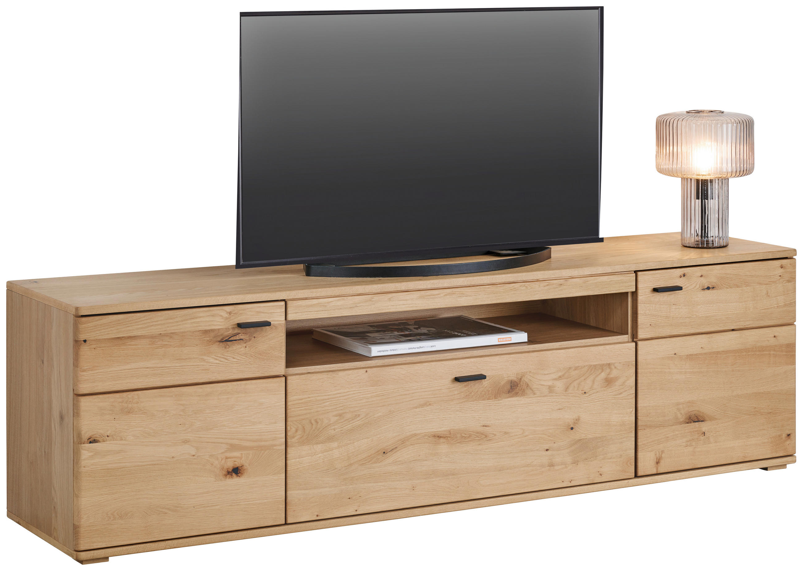 TV-ELEMENT Eichefarben  195/56/44 cm  - Eichefarben/Schwarz, Natur, Holz/Holzwerkstoff (195/56/44cm) - Hom`in