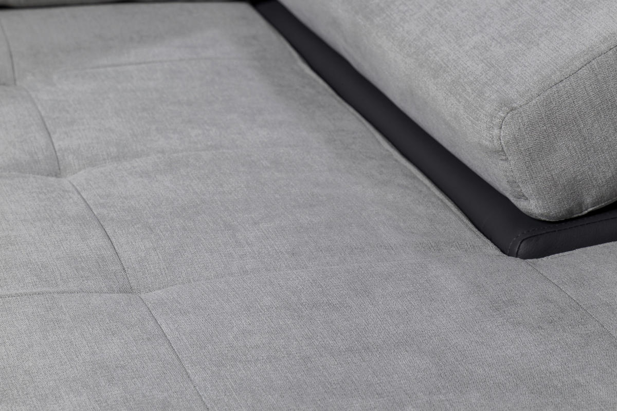 ECKSOFA in Flachgewebe Dunkelgrau, Grau  - Dunkelgrau/Grau, Design, Kunststoff/Textil (271/175cm) - MID.YOU