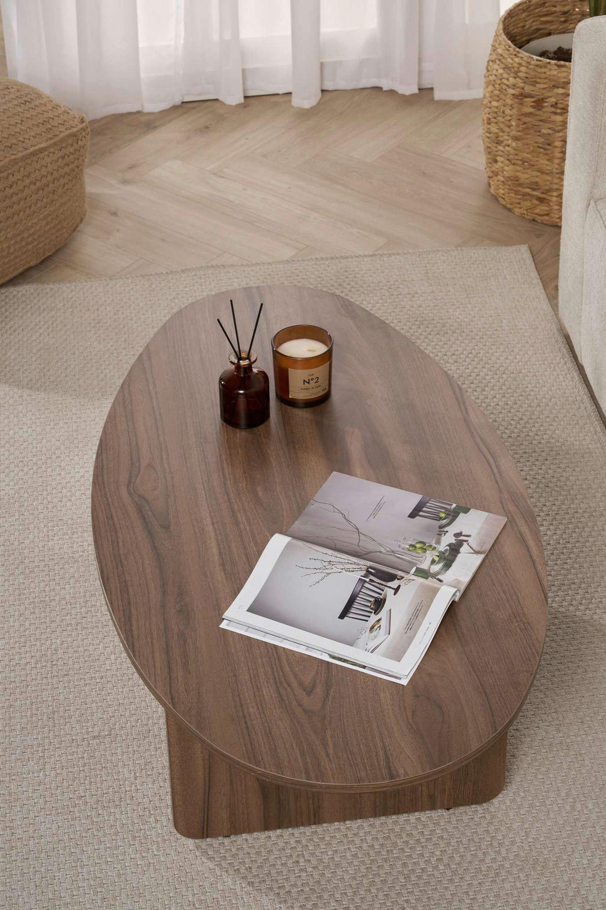 COUCHTISCH 120/40/65 cm Freiform Walnussfarben  - Walnussfarben, Design, Holzwerkstoff (120/40/65cm) - MID.YOU
