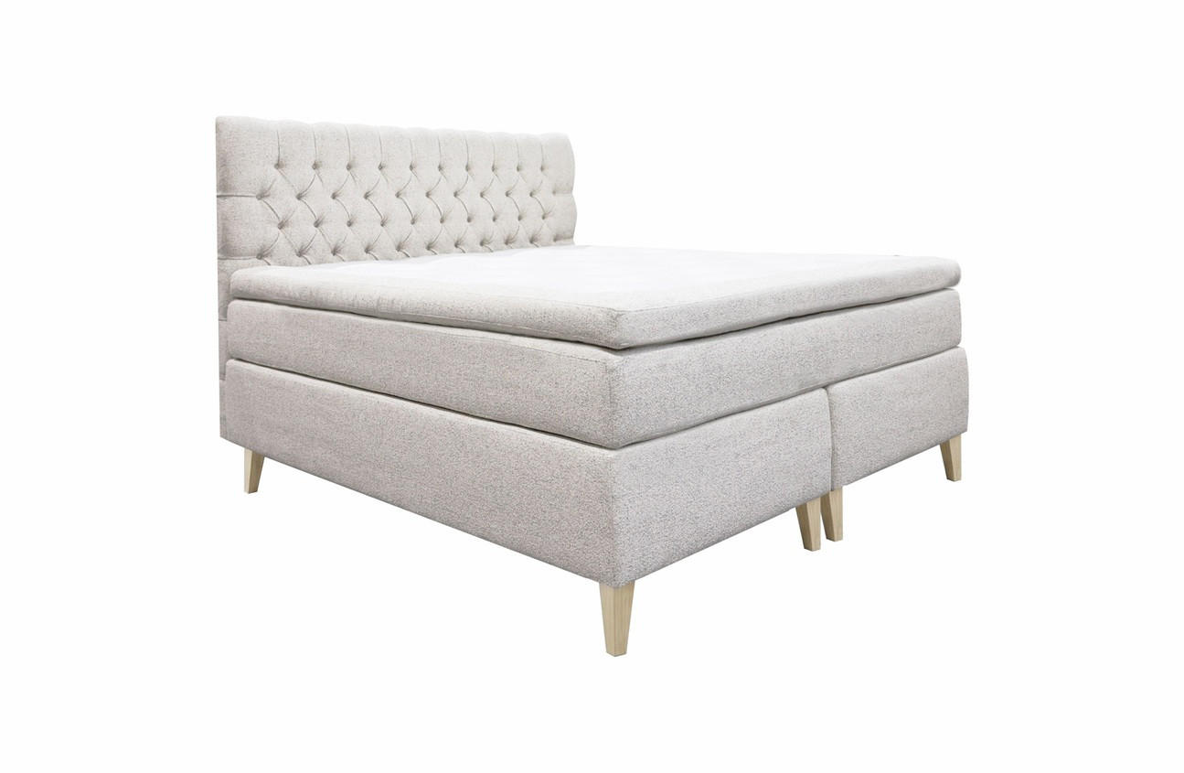 KONTINENTALSÄNG 180/200 cm  i cremefärgad  - beige/naturfärgad, Klassisk, metall/trä (180/200cm) - Cassando