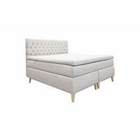 KONTINENTALSÄNG 180/200 cm  i cremefärgad  - beige/naturfärgad, Klassisk, metall/trä (180/200cm) - Cassando