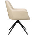 ARMLEHNSTUHL  in Eisen Echtleder pigmentiert  - Beige/Schwarz, Design, Leder/Metall (60/87,5/63,5cm) - Novel