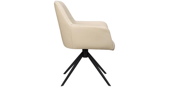 ARMLEHNSTUHL in Eisen Echtleder pigmentiert - Beige/Schwarz, Design, Leder/Metall (60/87,5/63,5cm) - Novel