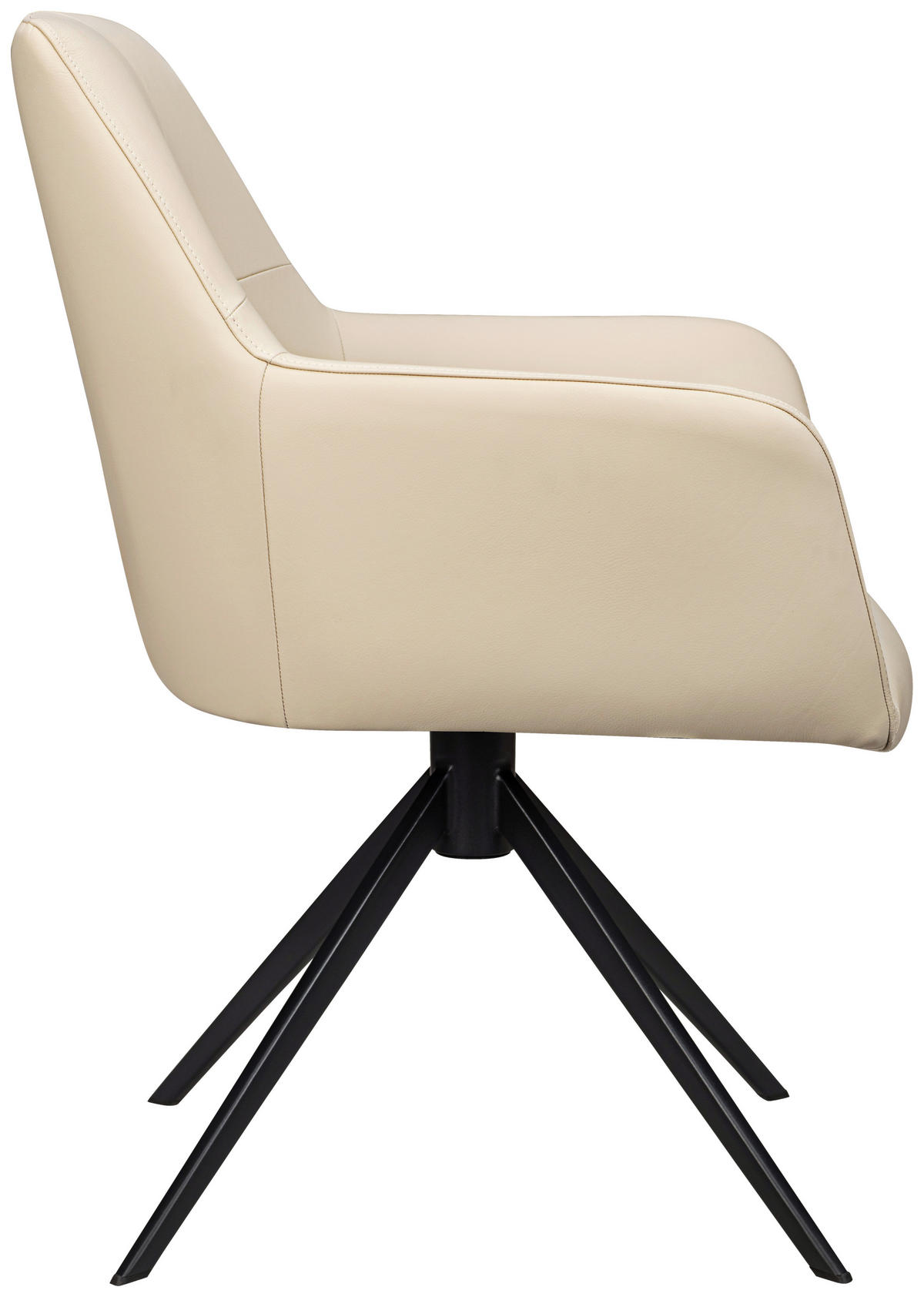 ARMLEHNSTUHL  in Eisen Echtleder pigmentiert  - Beige/Schwarz, Design, Leder/Metall (60/87,5/63,5cm) - Novel