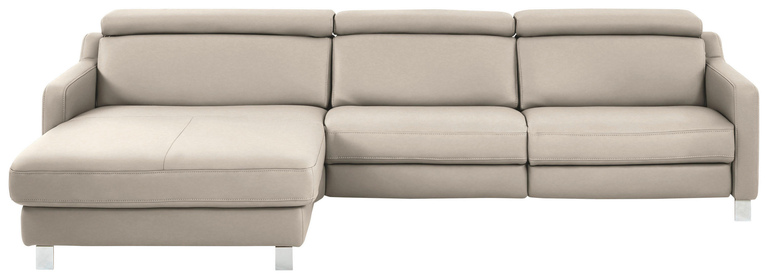 ECKSOFA  in Echtleder Greige  176/291 cm  - Chromfarben/Greige, Design, Leder/Metall (176/291cm) - Valdera
