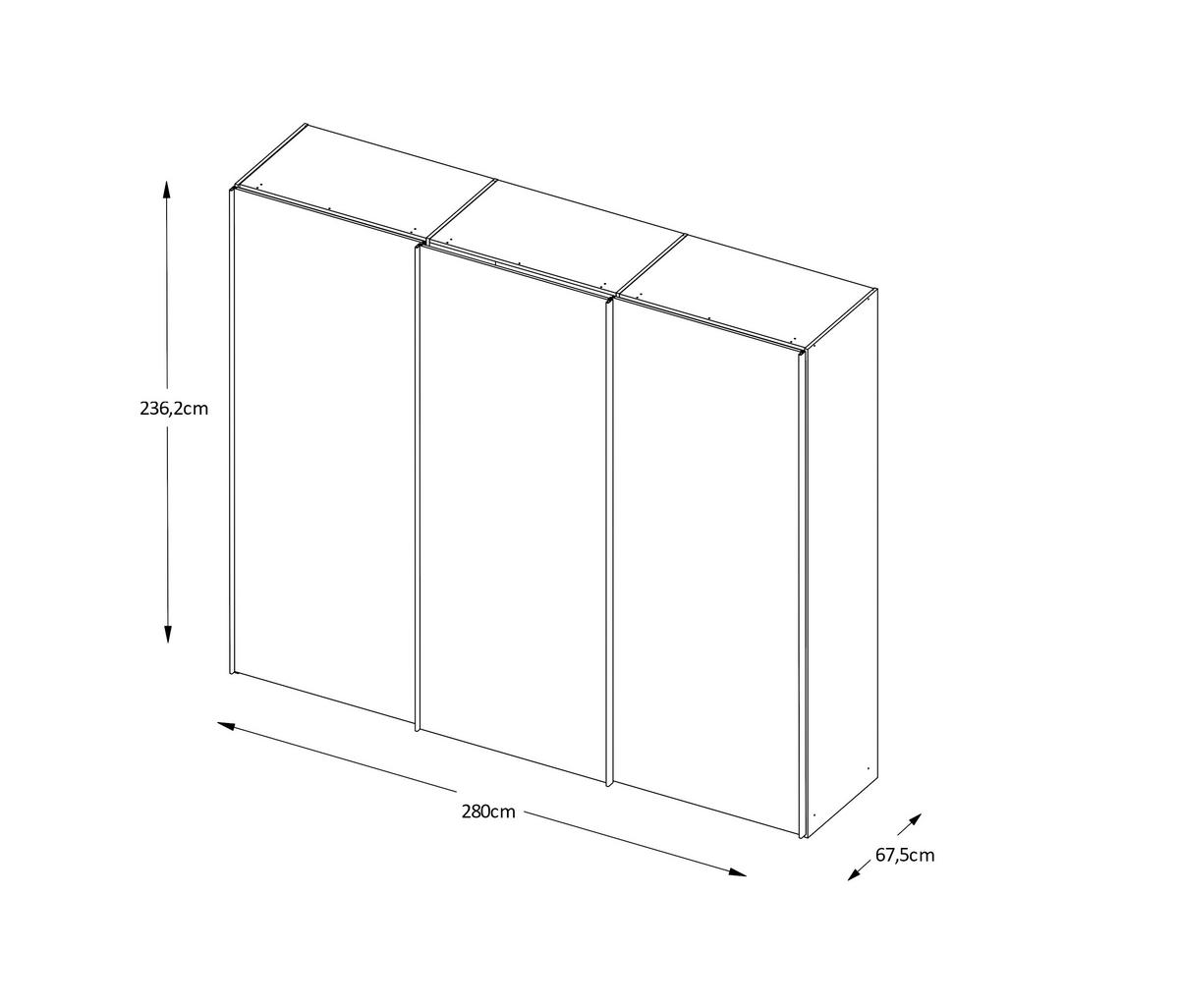SCHWEBETÜRENSCHRANK in Sonoma Eiche  - Graphitfarben/Sonoma Eiche, Design, Holzwerkstoff/Metall (280/240/68cm) - Moderano