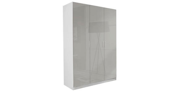 DREHTÜRENSCHRANK in Weiß, Hellgrau - Chromfarben/Hellgrau, Design, Holzwerkstoff/Kunststoff (136/197/54cm) - Carryhome