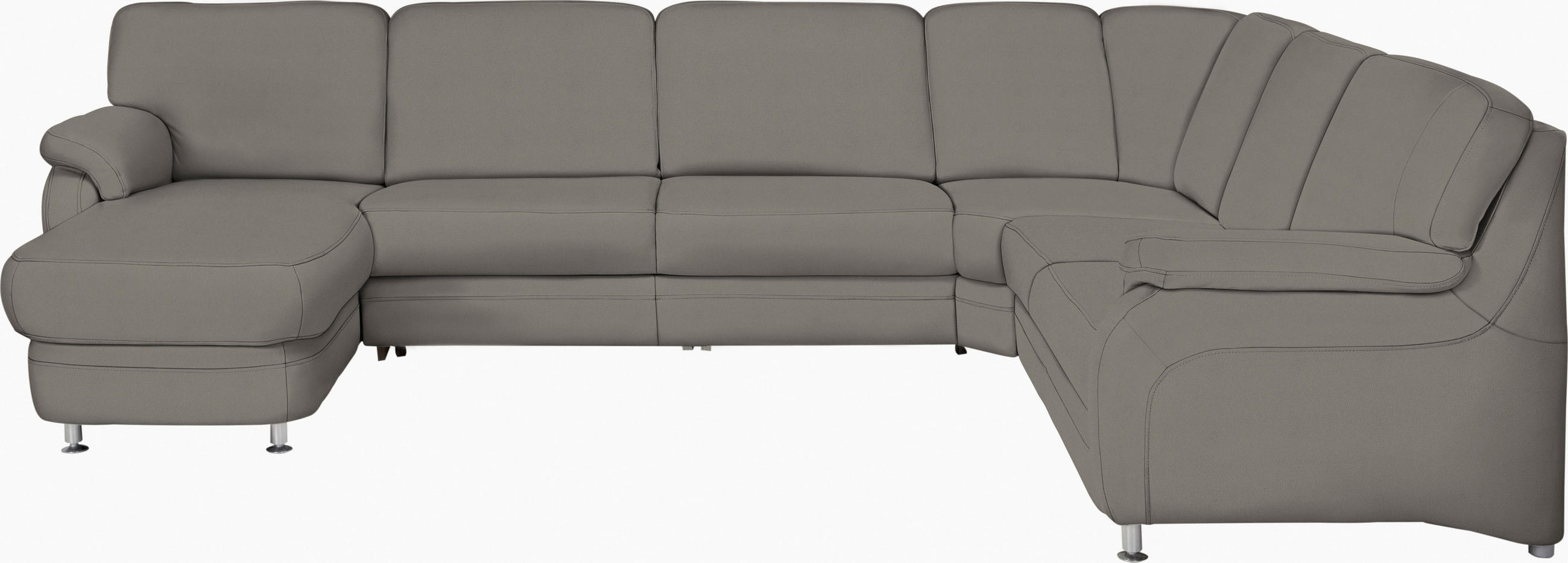 WOHNLANDSCHAFT in Echtleder Grau  - Alufarben/Grau, Konventionell, Leder/Metall (165/329/239cm) - Beldomo Premium
