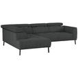 ECKSOFA in Webstoff Anthrazit  205/280 cm  - Anthrazit/Schwarz, Design, Textil/Metall (205/280cm) - Xora