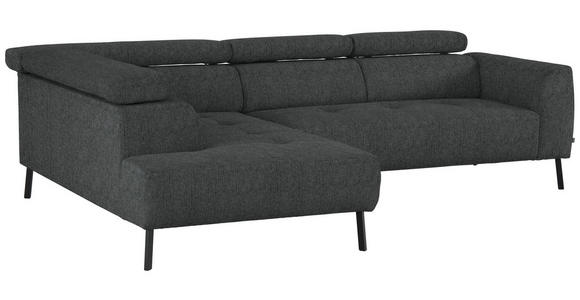 ECKSOFA in Webstoff Anthrazit 205/280 cm - Anthrazit/Schwarz, Design, Textil/Metall (205/280cm) - Xora