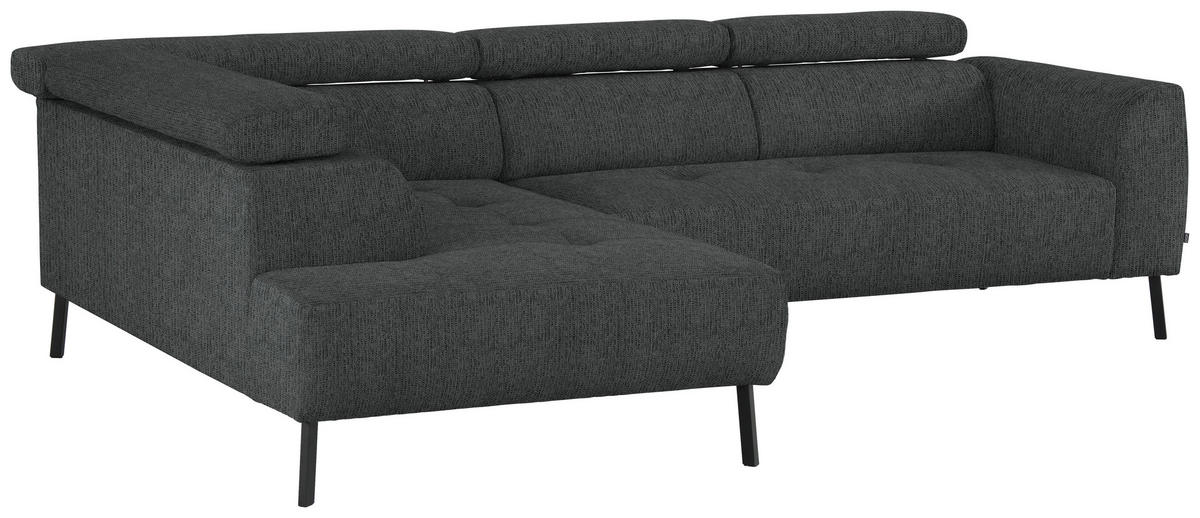 ECKSOFA in Webstoff Anthrazit  - Anthrazit/Schwarz, Design, Textil/Metall (205/280cm) - MID.YOU