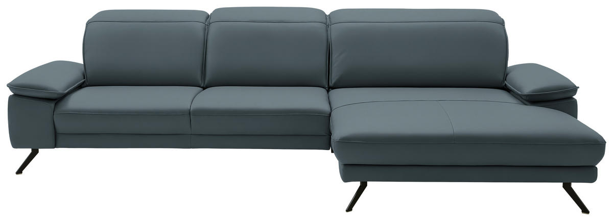 ECKSOFA in Echtleder Grau  332/193 cm  - Schwarz/Grau, Design, Leder/Metall (332/193cm) - Dieter Knoll