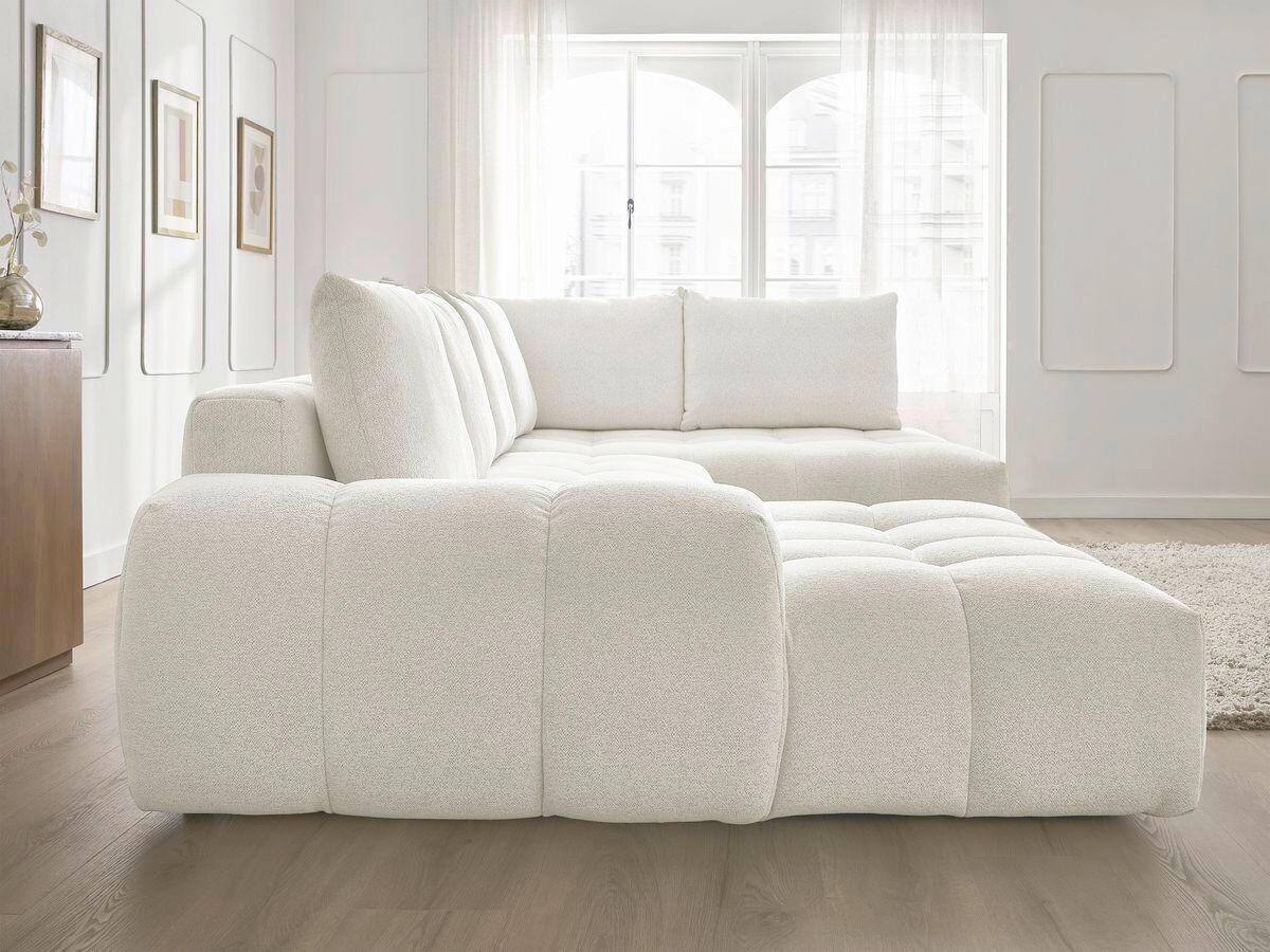 ECKSCHLAFSOFA EVEREST  mit Rücken echt, Armteil links, Armteil rechts Flachgewebe Weiß  - Schwarz/Weiß, MODERN, Kunststoff/Textil (423/212/90cm)