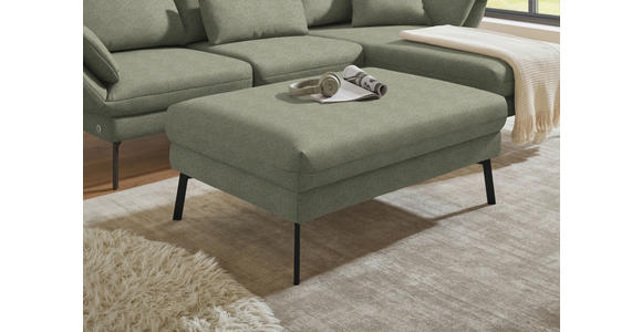 ECKSOFA  in Flachgewebe Salbeigrün Armteilverstellung, Relaxfunktion, Drehsitzfunktion  255-365/175-224 cm  - Salbeigrün/Schwarz, Design, Textil/Metall (255-365/175-224cm) - Dieter Knoll