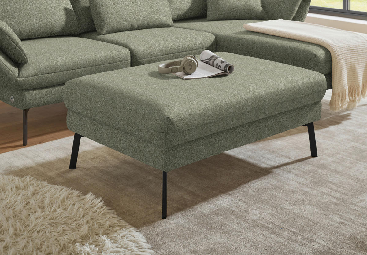 ECKSOFA  in Flachgewebe Salbeigrün  255-365/175-224 cm  - Salbeigrün/Schwarz, Design, Textil/Metall (255-365/175-224cm) - Dieter Knoll