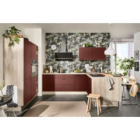 ECKKÜCHE  in Rot  - Rot/Schwarz, Design, Holzwerkstoff/Metall (150/280/192cm) - Xora