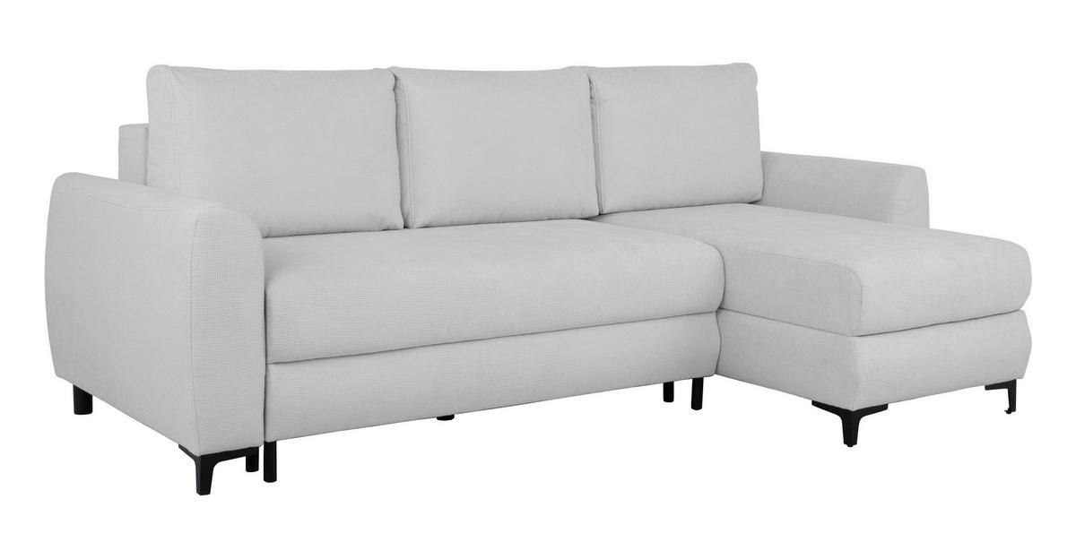 ECKSOFA Moli Grau Mikrofaser  - Schwarz/Grau, Design, Textil/Metall (236/148cm) - MID.YOU
